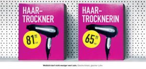 Weiblich darf nicht weniger Wert sein.